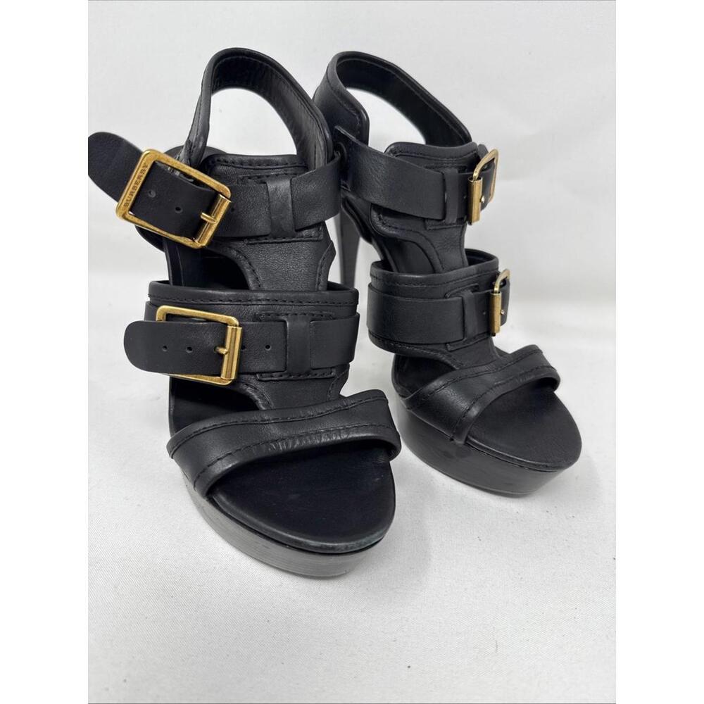 New Burberry Strappy Leather Heels Sandals 39 - Picture 2 of 16